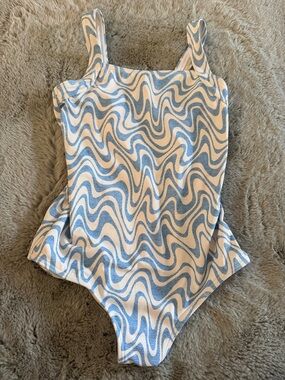 Billabong White and Light Blue Swirl Kids One-Piece